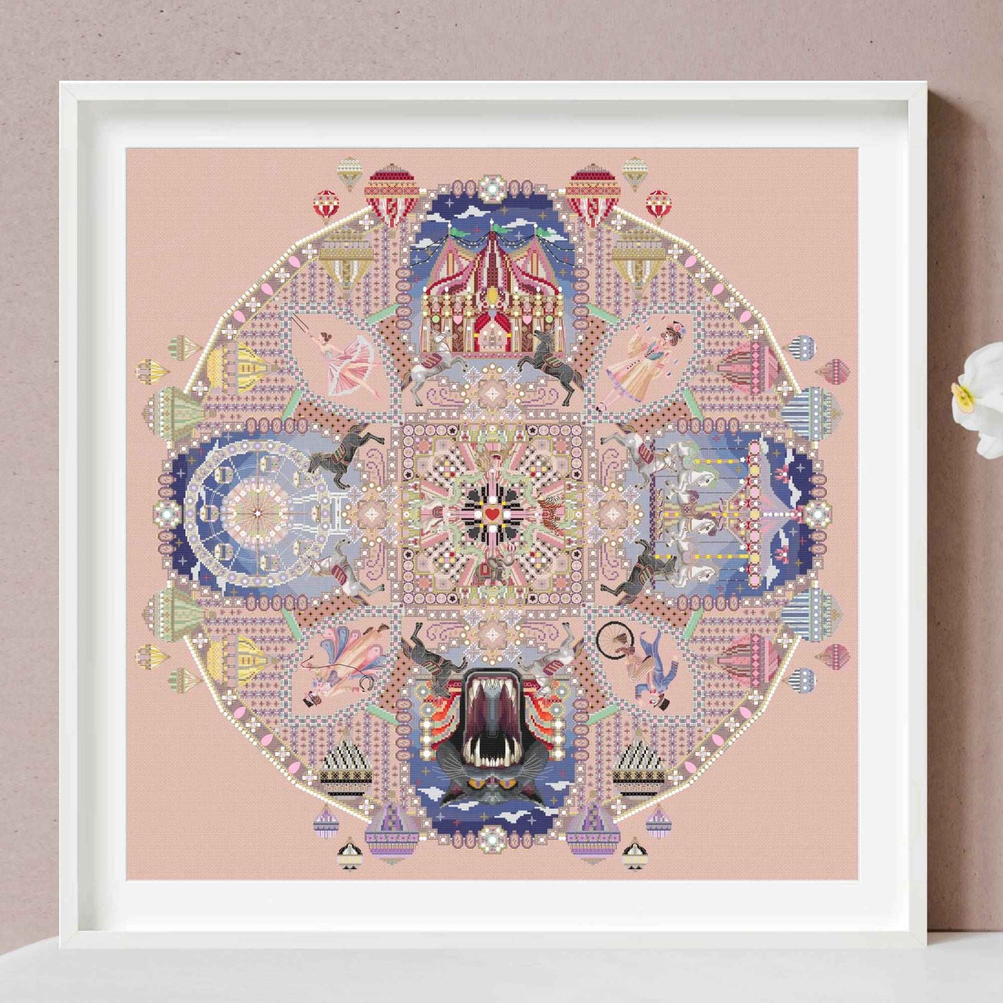 Festive Fervor Mandala Cross Stitch PDF