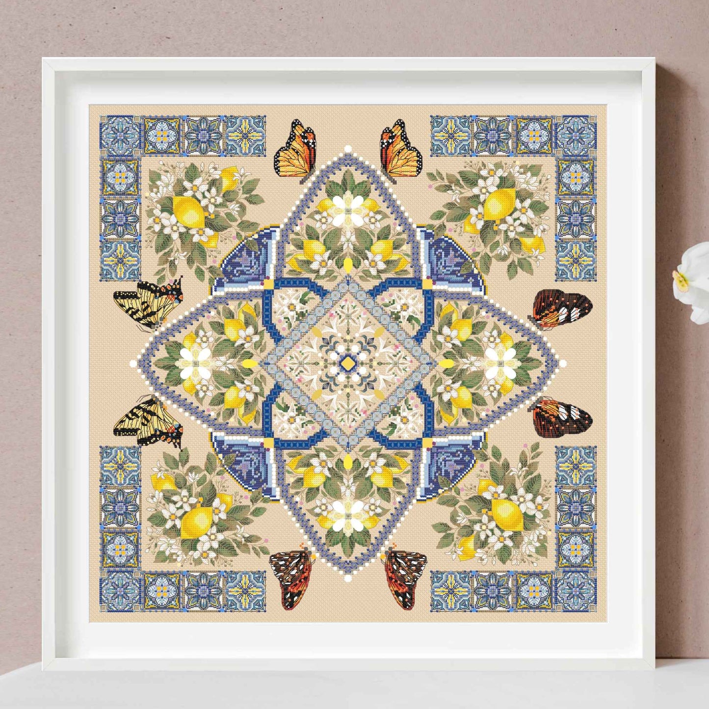 Lemon Mandala Cross Stitch PDF