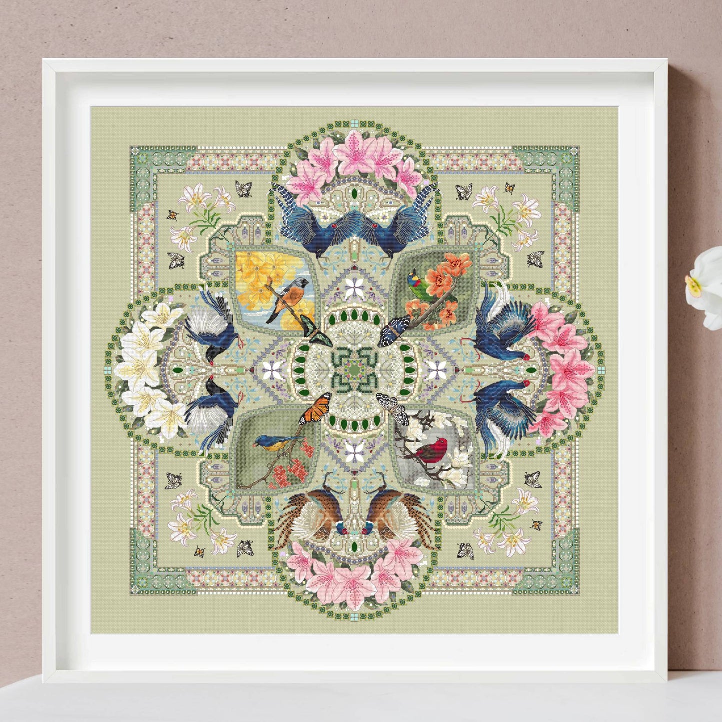 Feathers of Formosa Mandala Cross Stitch PDF - TOTOOSTITCH