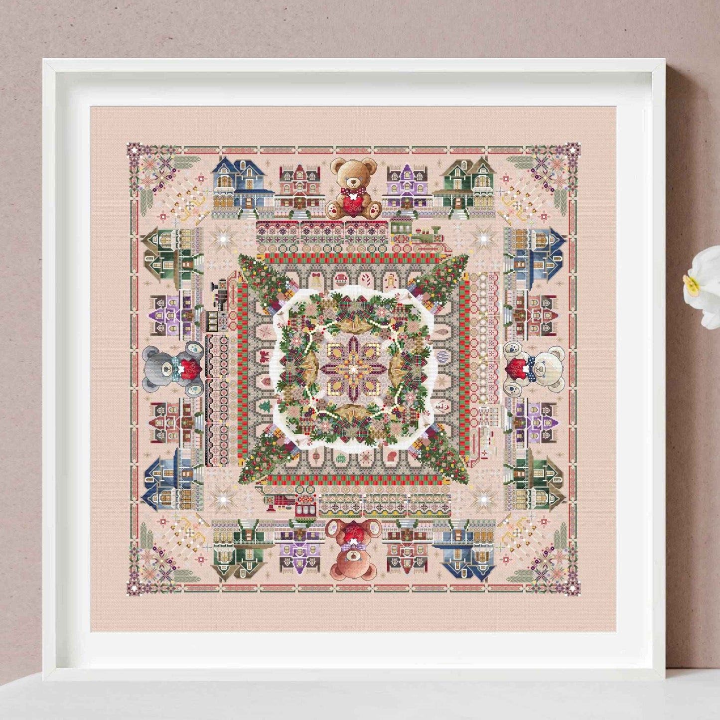 Christmas Train Sets Mandala Cross Stitch PDF