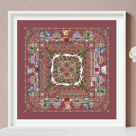Christmas Train Sets Mandala Cross Stitch Pattern PDF