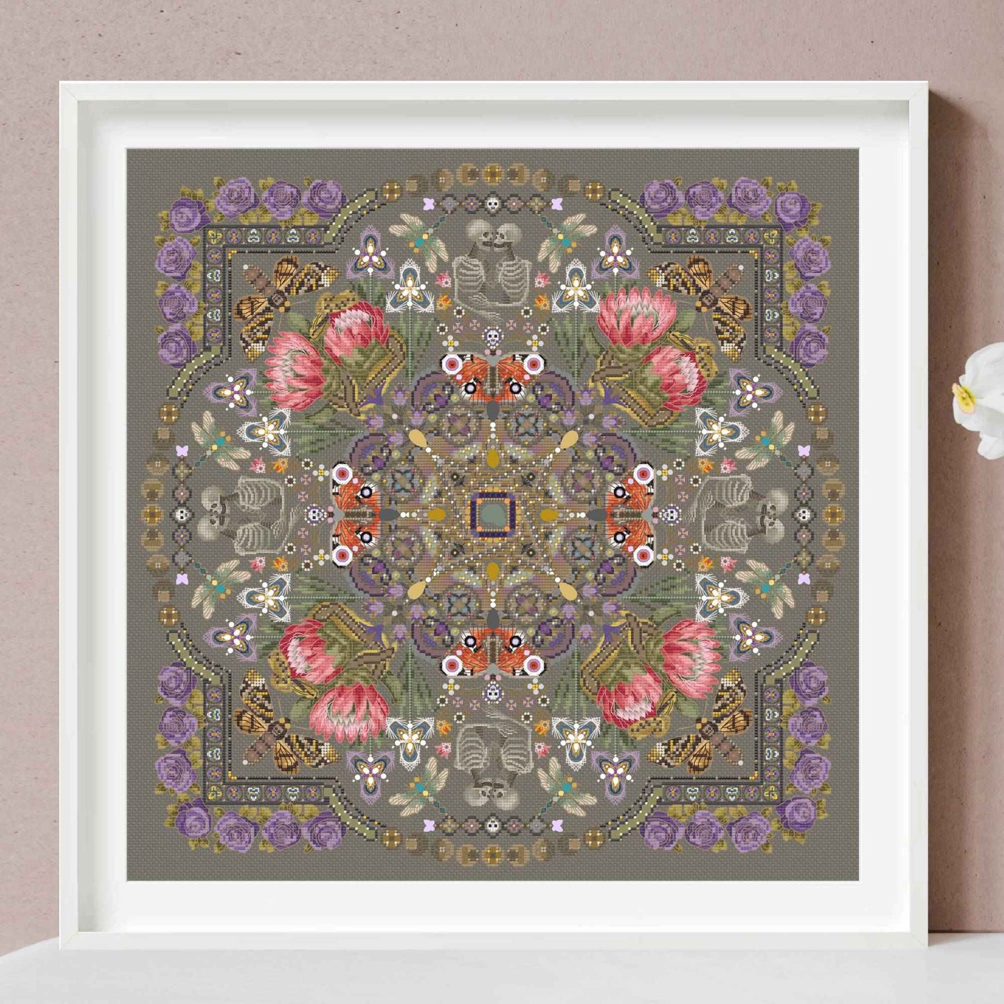 The Skeleton's Vow Mandala Cross Stitch PDF