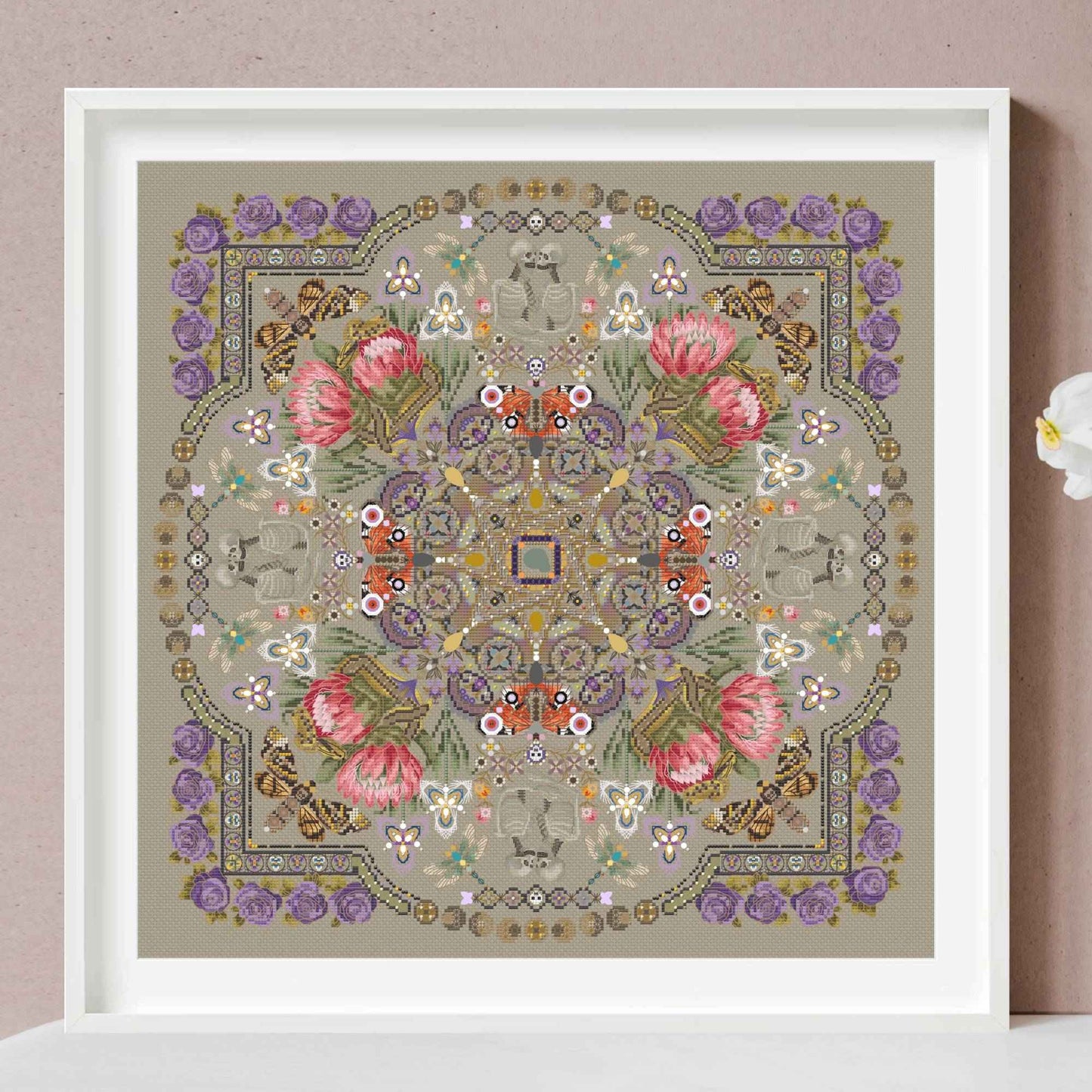 The Skeleton's Vow Mandala Cross Stitch PDF