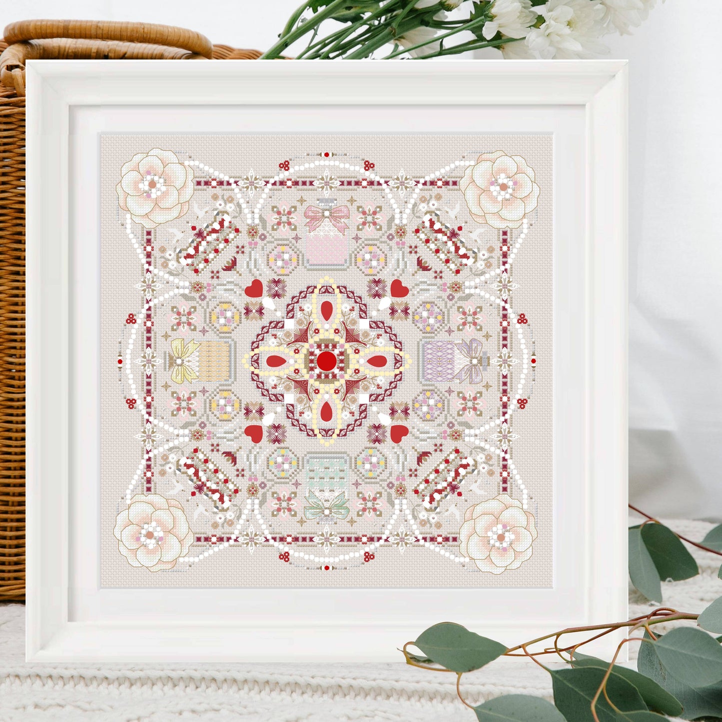 Valentine's Day Mandala Cross Stitch PDF