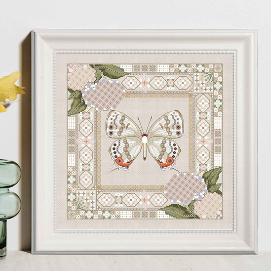 Hydrangea and Sibataniozephyrus kuafui Taiwan Butterfly Cross Stitch PDF