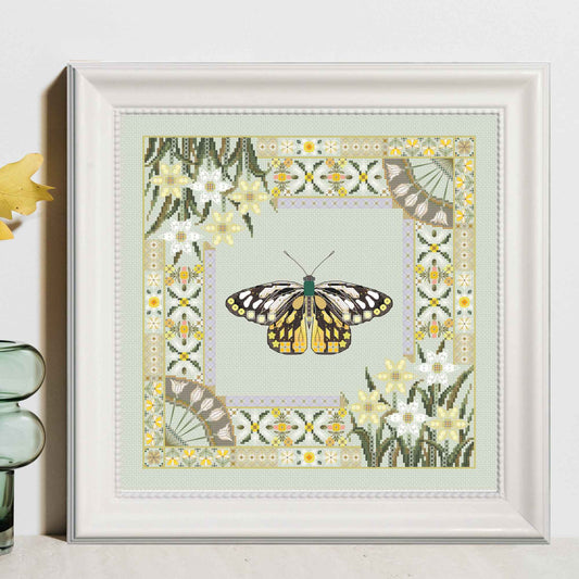Daffodils and Dark Jezebel Taiwan Butterfly Cross Stitch PDF