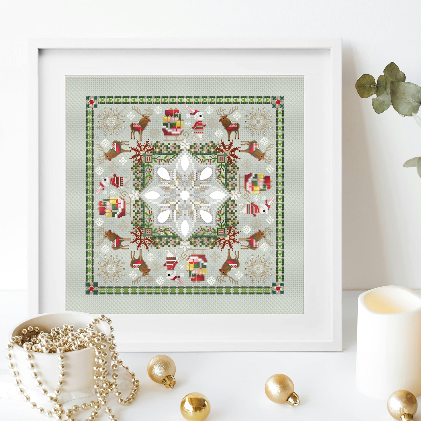 December Mandala Cross Stitch Pattern PDF