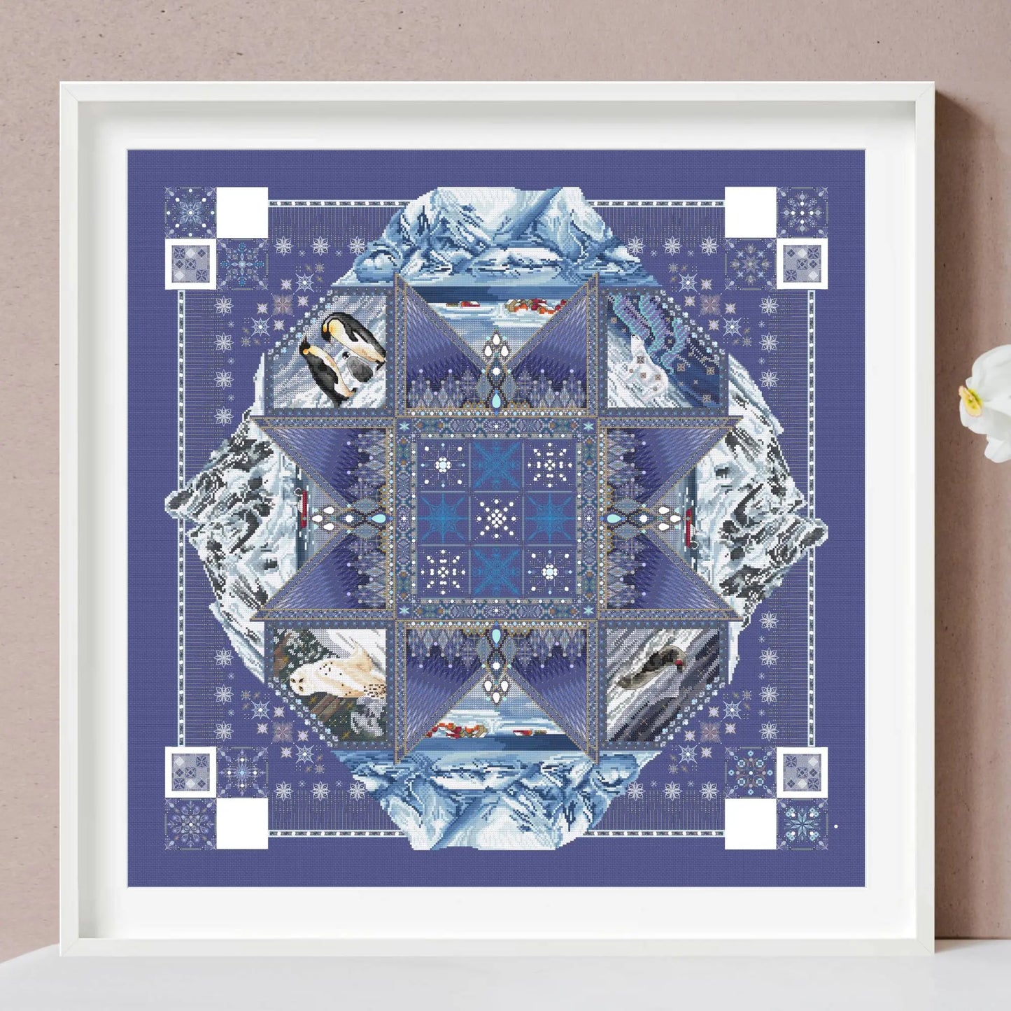 Glacial Serenity Mandala Cross Stitch PDF - TOTOOSTITCH