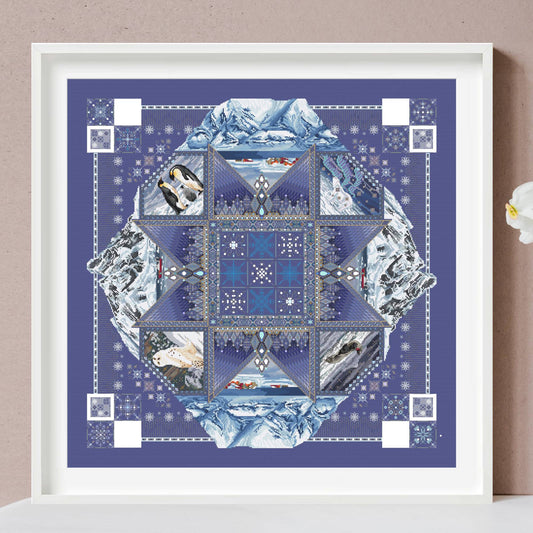 Glacial Serenity Mandala Cross Stitch Pattern PDF