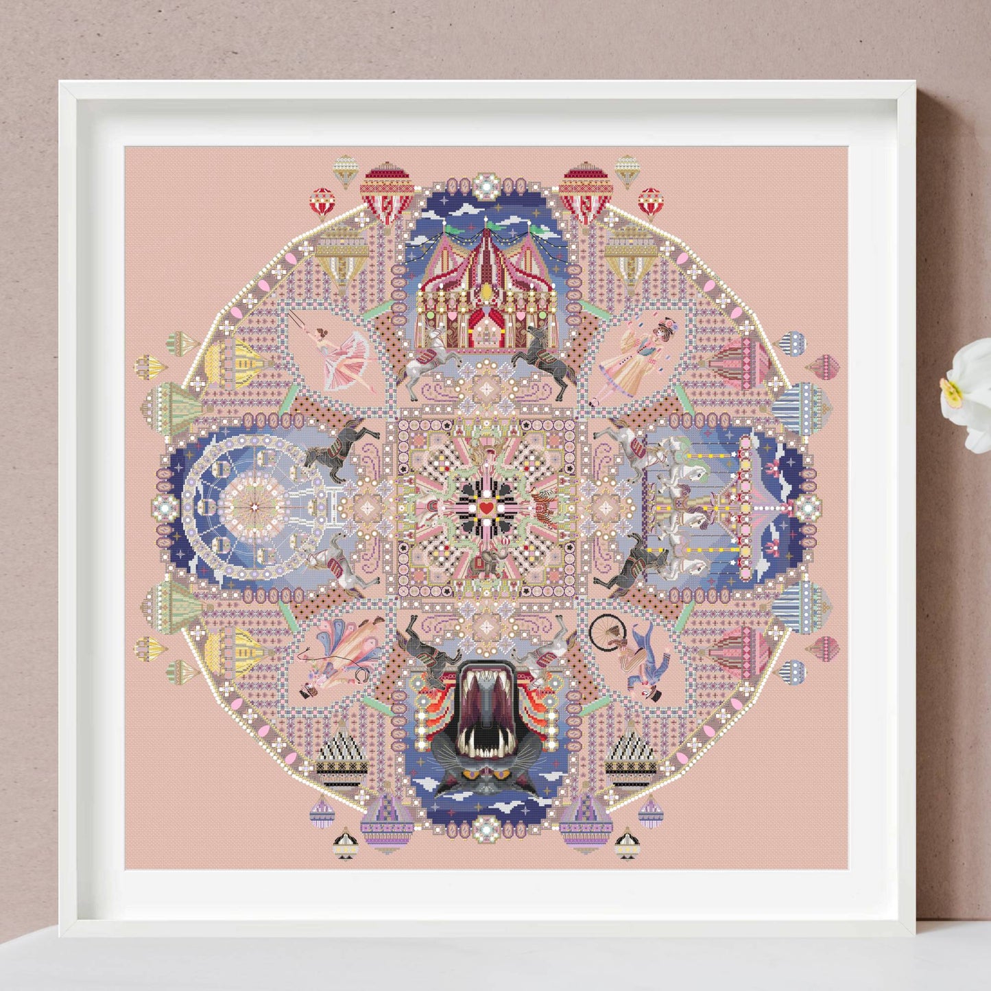 Festive Fervor Mandala Cross Stitch Pattern PDF