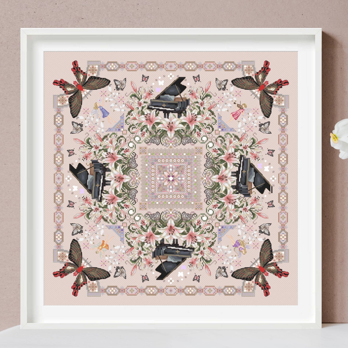 Piano Mandala Cross Stitch Pattern PDF