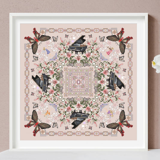 Piano Mandala Cross Stitch Pattern PDF