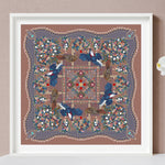 Taiwan Blue Pheasants and Camellias Mandala Cross Stitch Pattern PDF