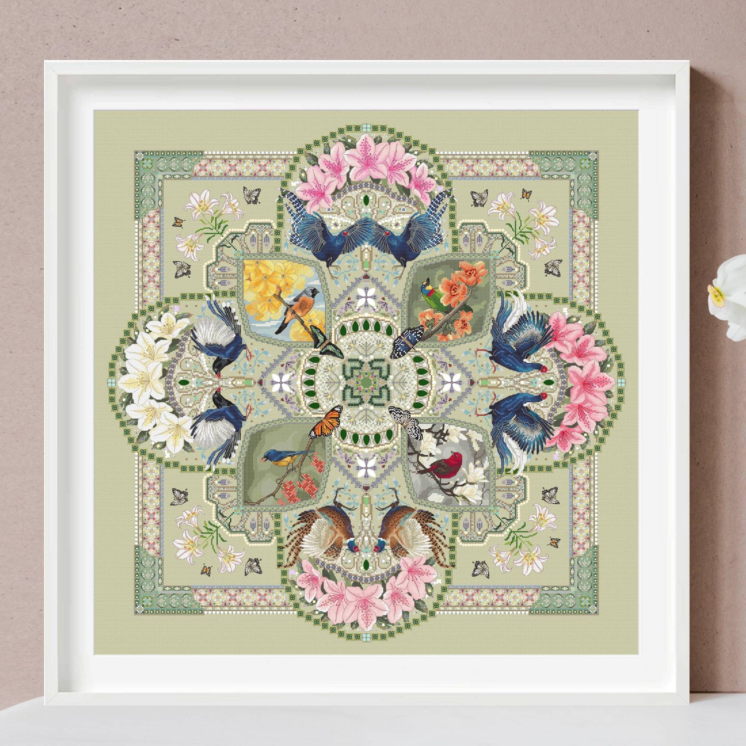 Feathers of Formosa Mandala Cross Stitch PDF - TOTOOSTITCH