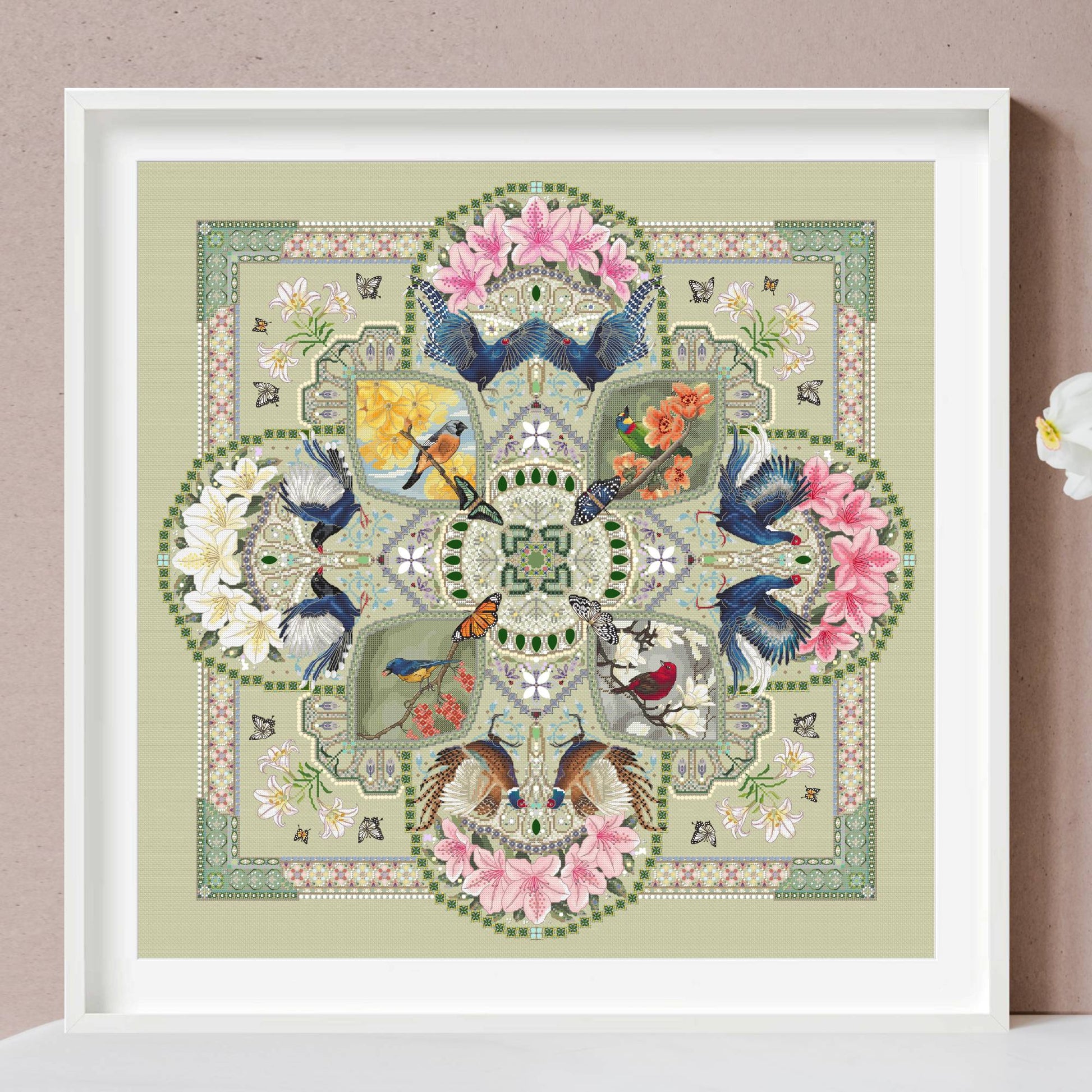 Feathers of Formosa Mandala Cross Stitch PDF - TOTOOSTITCH
