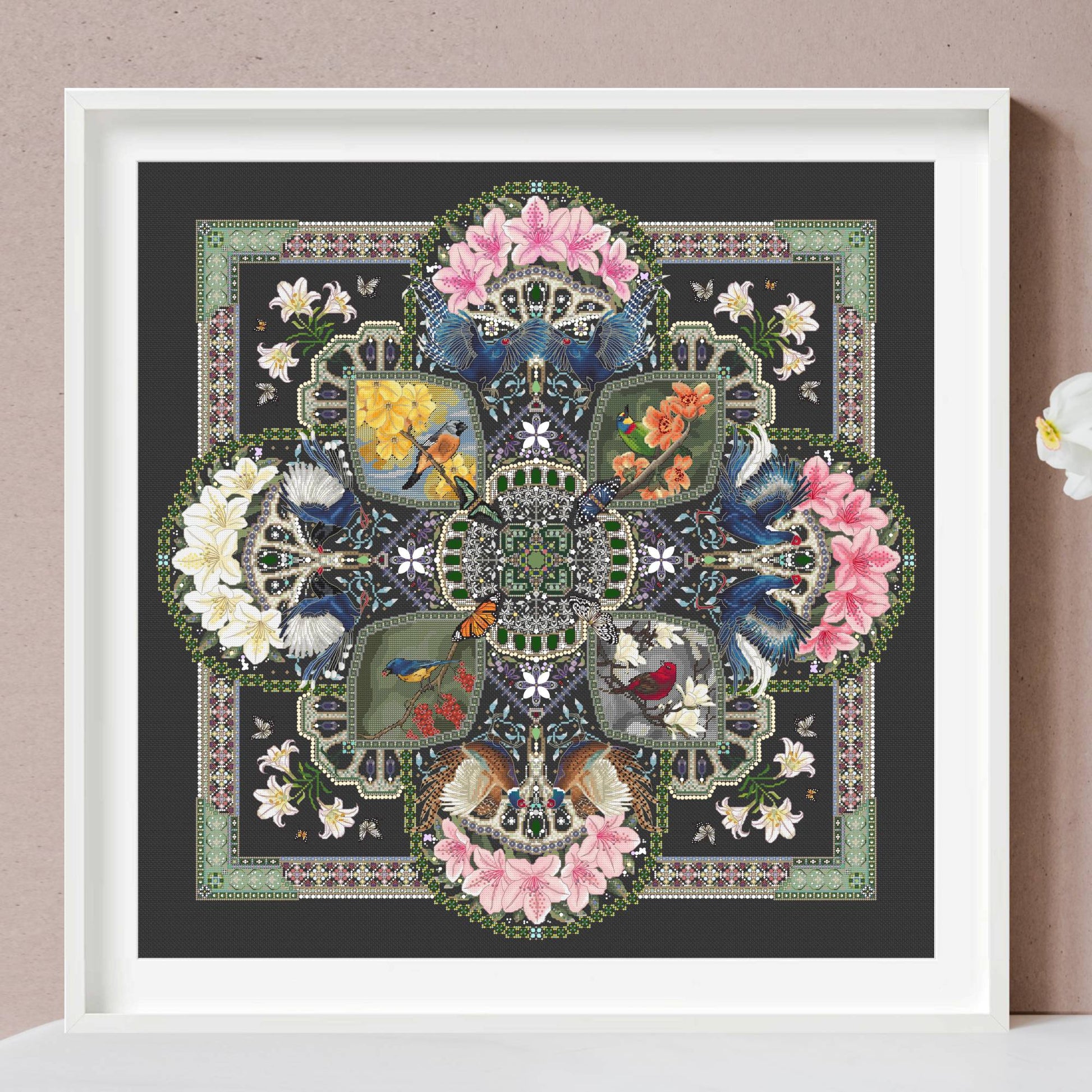Feathers of Formosa Mandala Cross Stitch PDF - TOTOOSTITCH