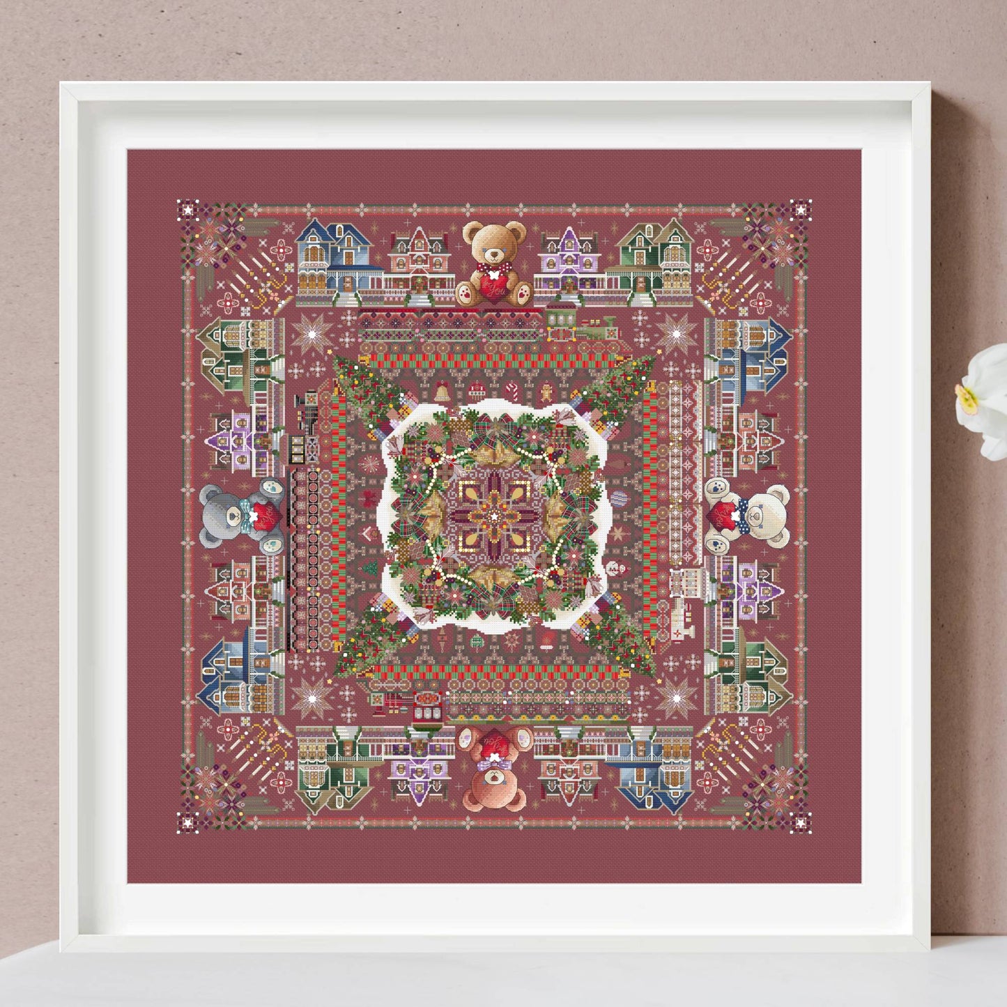 Christmas Train Sets Mandala Cross Stitch Pattern PDF