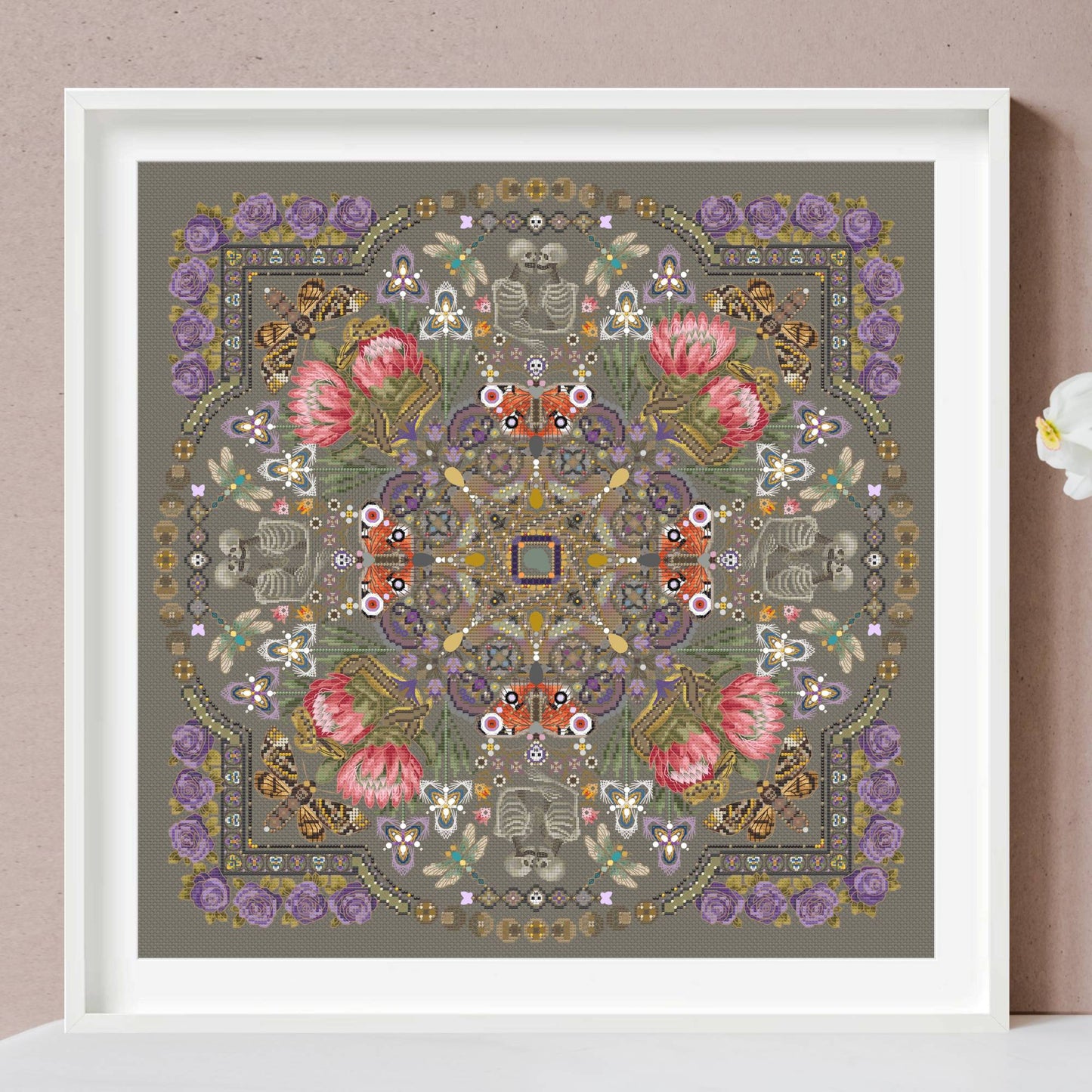 The Skeleton's Vow Mandala Cross Stitch Pattern PDF