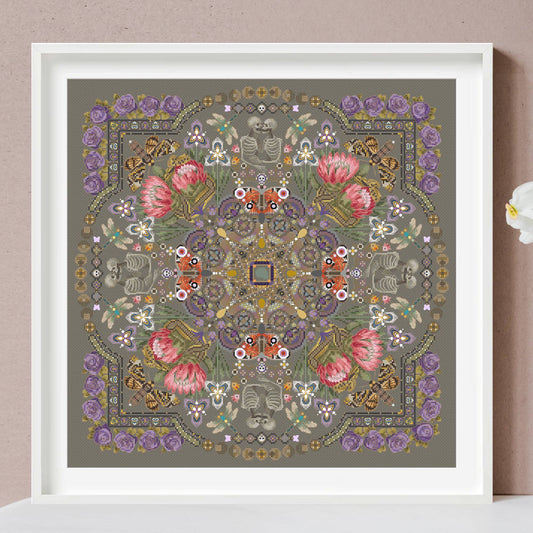 The Skeleton's Vow Mandala Cross Stitch Pattern PDF