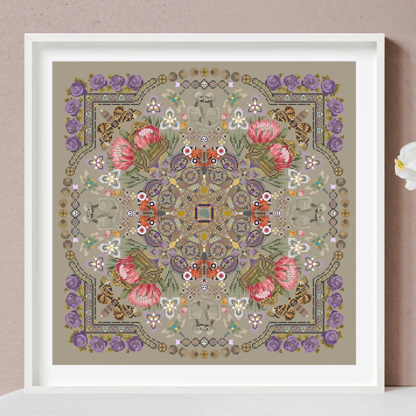 The Skeleton's Vow Mandala Cross Stitch Pattern PDF