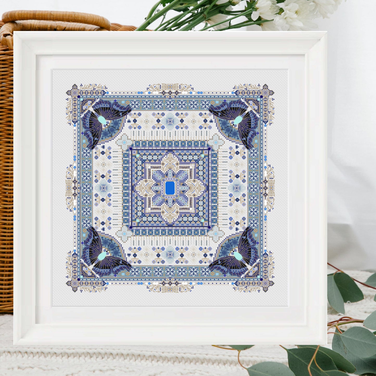 Sapphire Mandala Cross Stitch Pattern PDF