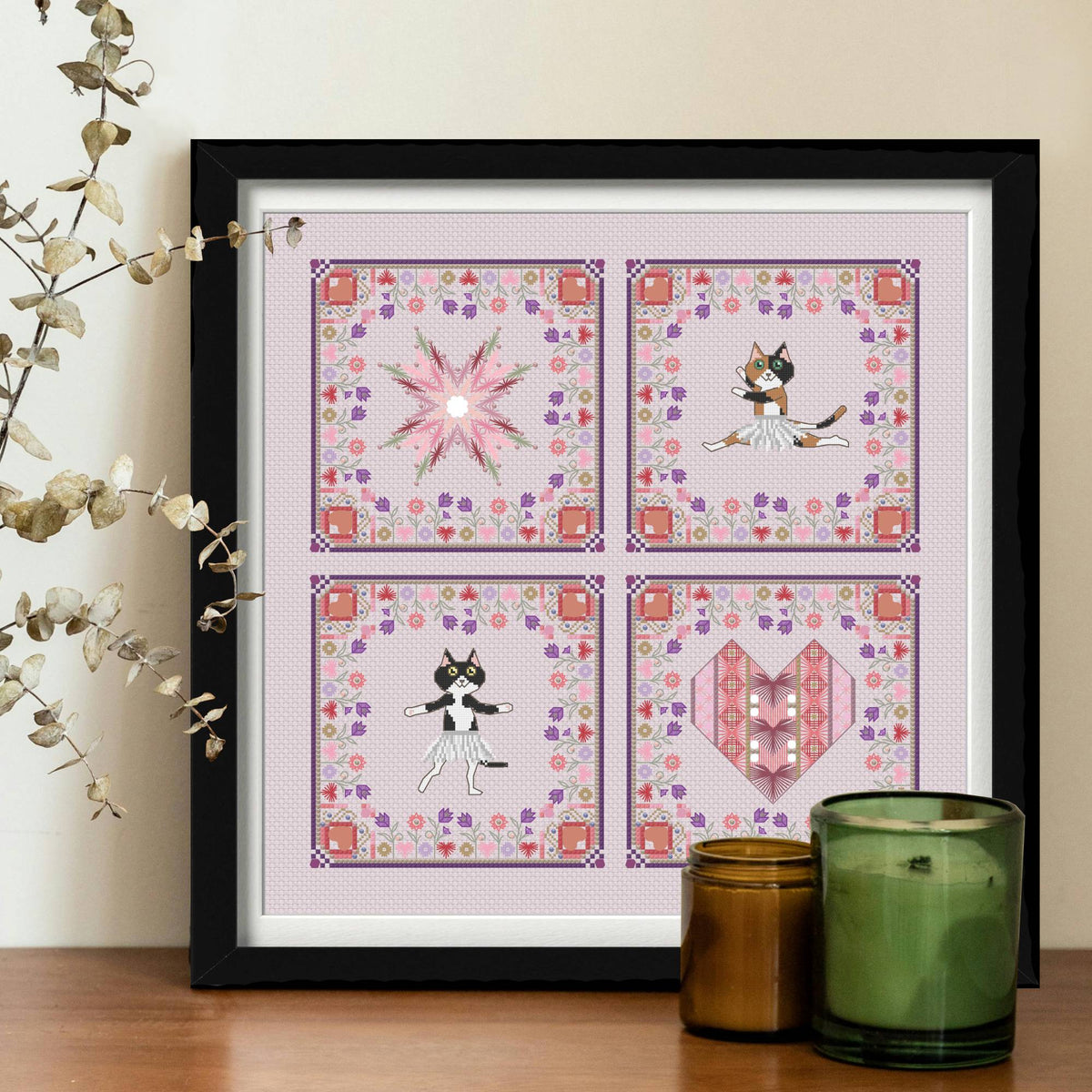 Ballet Cats Patchwork Sampler Cross Stitch PDF